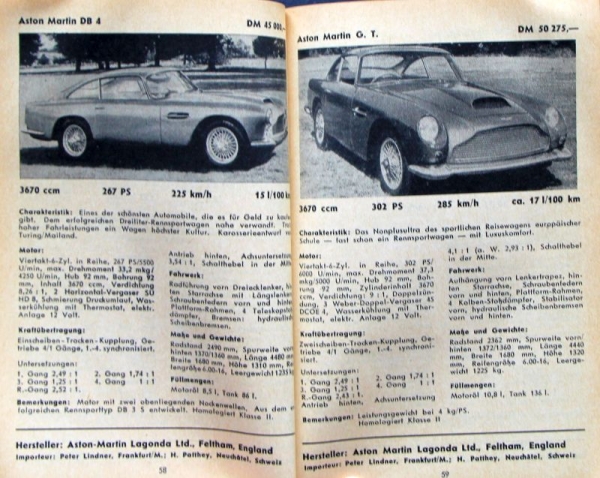 "Motorkatalog - 100 Sportwagen" Automobile-Yearbook 1961 (4864)